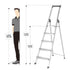 Bathla Elevate 5-Step Foldable Aluminium Ladder For Home with Tool Tray (Black)